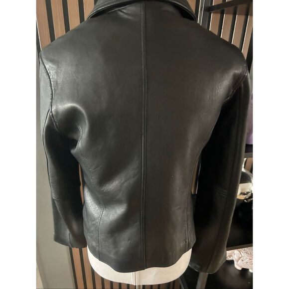 Montana & Rossi black leather jacket with a black faux fur lining real soft sz M - Picture 3 of 11